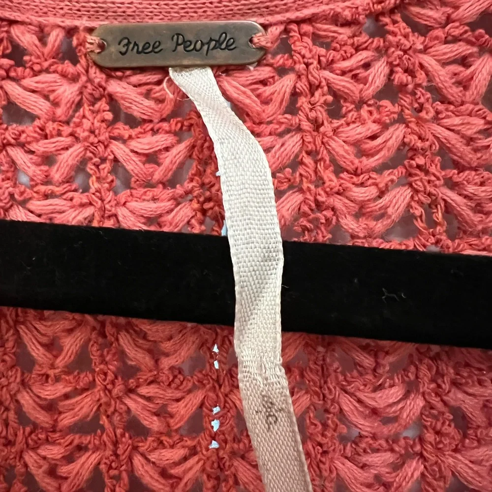 Free People Coral Open-Knit I’ll Be around cardi - silk/cotton blend sz S